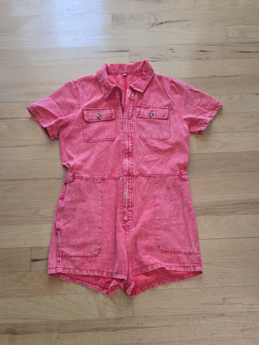 ChouYatou Women's  Pink Short Sleeve One-Piece Romper Size L